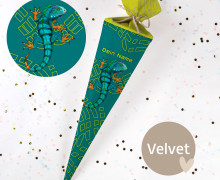 DIY-Nähset Schultüte - Lustiger Leguan - Velvet - zum selber Nähen
