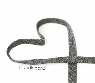 1m flache Kordel - Hoodieband - 15mm - Kapuzenband - Meliert - Steingrau