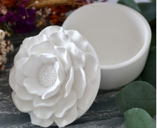 Silikon - Gießform - Zarte Kamelienblüte - Kerzenglas - Kerzengefäß mit Deckel - 8,5oz - offizieller Partner von Boowan Nicole - vielfältig nutzbar