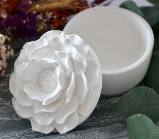 Silikon - Gießform - Zarte Kamelienblüte - Kerzenglas - Kerzengefäß mit Deckel - 8,5oz - offizieller Partner von Boowan Nicole - vielfältig nutzbar