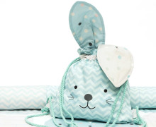 DIY-NÄHSET - Hasenturnbeutel - Osterhase - Zickzack - Ostern - Mintblau - abby and me