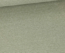 Glattes Bündchen - Kleine Streiflinge - 1mm Streifen - Schlauchware - Warmweiß/Tannengrün