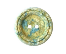 1 Baumwoll/Polyesterknopf - Rund -  23mm - Marmoriert - 2-Loch - Recycelt - Weiß/Gelb/Türkis
