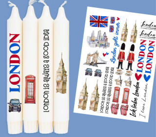 DIN A4 - Tattoofolie - London - für Kerzen / Keramik