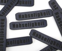 1 Kunstleder Label - Habseligkeit - Dunkelblau