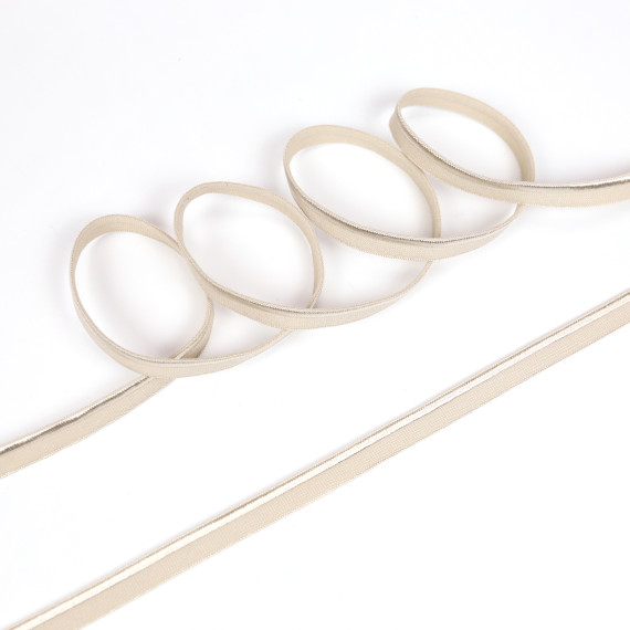 1 Meter elastisches Paspelband/Biesenband - Matt mit Glanzkante - Sand