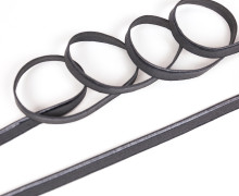 1 Meter elastisches Paspelband/Biesenband - Matt mit Glanzkante - Dunkelgrau