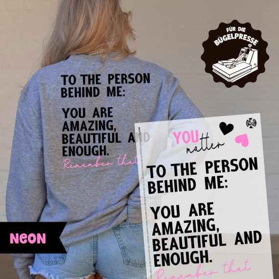 Onkel Bo's Neon Bügelbilder - DIN A4 - You Matter - Front and Back - Pink - BIG
