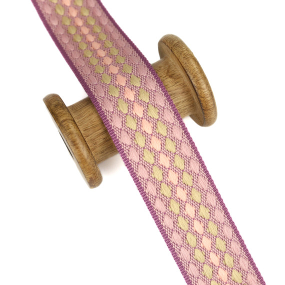 1 Meter Weiches Gurtband  - 40mm - Bestickt - Rauten - Altlila