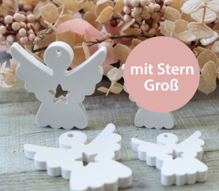 Silikon - Gießform - Engel - 2er Set - Anhänger - mit Stern - Groß - vielfältig nutzbar