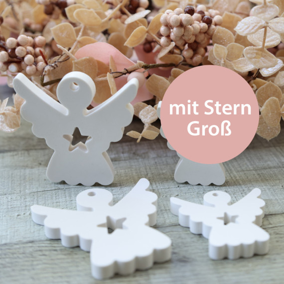Silikon - Gießform - Engel - 2er Set - Anhänger - mit Stern - Groß - vielfältig nutzbar