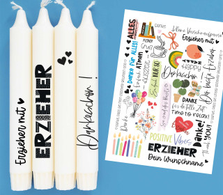 DIN A4 - Tattoofolie - Erzieher - für Kerzen / Keramik