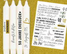 DIN A4 - Tattoofolie - Goldene Hochzeit - für Kerzen / Keramik