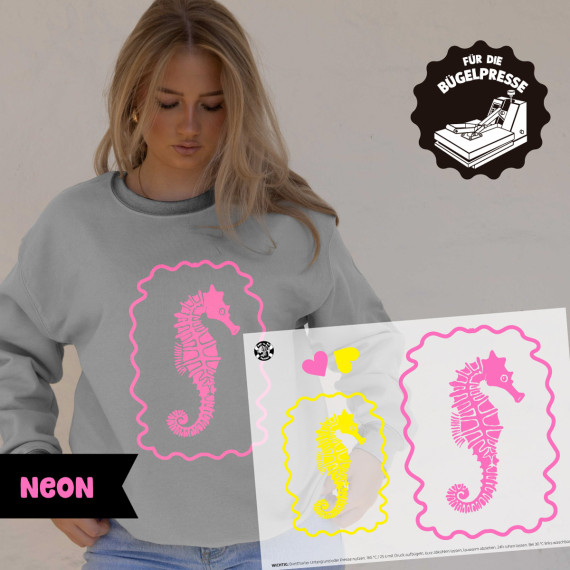 Onkel Bo's Neon Bügelbilder - DIN A4 - Seahorse - BIG