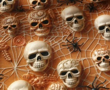 French Terry - Spiders & Skulls - Rostorange