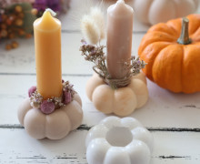 Silikon - Gießform - Kerzenhalter - Kürbis - für Stabkerzen - Klein - vielfältig nutzbar