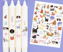 DIN A4 - Tattoofolie - Funny Cats - Bunt - für Kerzen / Keramik