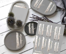Rub-On Sticker - Birken - KnilchArt Design - für die Gießform - Probierset - Teller und Tabletts - Tante Henni Rubon - vielfältig nutzbar