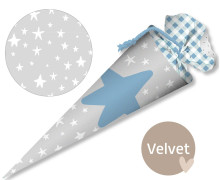 DIY-Nähset Schultüte - GESCHWISTERTÜTE - Sterne - Grau - Velvet - abby and amy