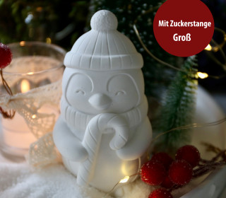 Silikon - Gießform - Weihnachtspinguin - mit Zuckerstange - Groß - vielfältig nutzbar