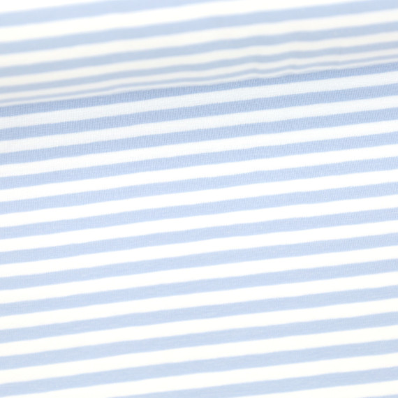 Jersey - Streifen - Pastellblau/Weiß