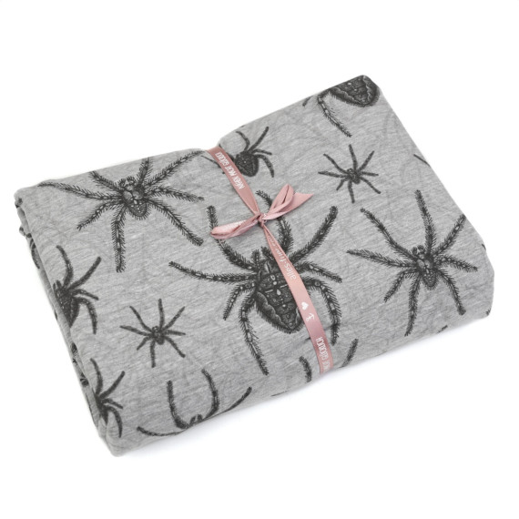 1,7m Zuschnitt - Sommersweat - Scary Spiders  - Small Spiders - Kombistoff - Halloween - Grau Meliert