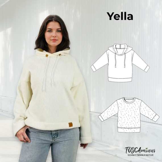pdf-Schnittmuster Hoodie Yella Gr. 34-54  - Oversize-Sweater