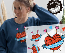 Onkel Bo's Bügelbilder - DIN A4 - Knit happens - Herz - Rot - Hamburger Liebe - BIG