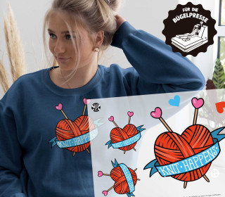 Onkel Bo's Bügelbilder - DIN A4 - Knit happens - Herz - Rot - Hamburger Liebe - BIG