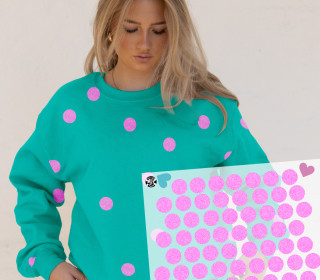 Onkel Bo's Bügelbilder - DIN A4 - Konfetti - Punkte - Glitzer Optik - Pink