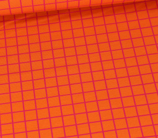 Bio-Sommersweat - French Terry - Grids - Beetles & Bugs - Orange/Fuchsia - Hamburger Liebe