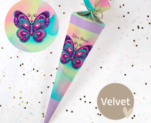 DIY-Nähset Schultüte - Bunter Schmetterling - Velvet - zum selber Nähen
