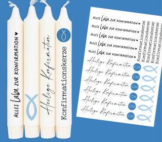 DIN A4 - Kerzen-Tattoofolie - Konfirmation - Schlicht - für Kerzen / Keramik