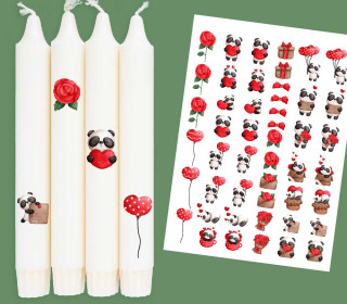 DIN A4 - Tattoofolie - Pandas in LOVE - für Kerzen / Keramik - Valentinstag