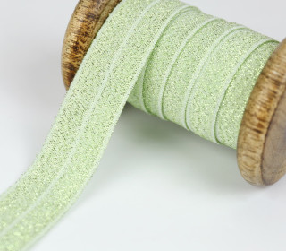 1m Faltgummi - elastisch - Glitzer - Faltband - 20mm - Maigrün