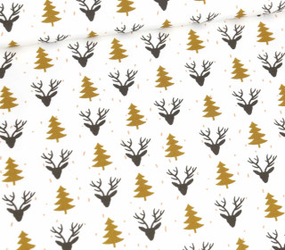 Sommersweat - Hirsche & Tannenbäume - Weihnachten - Weiß - Bio Qualität - abby and me