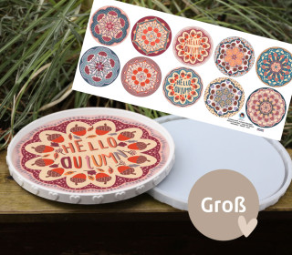 Outdoorstoff - Autumn Mandalas - Rosé/Creme/Blau - Inlays für Silikon - Dekoteller - Tablett - Groß - bienvenido colorido - abby and amy