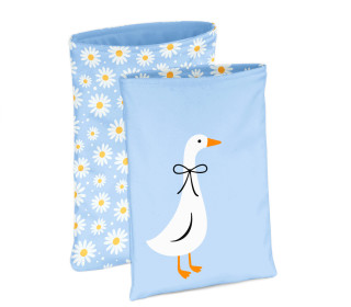 DIY-NÄHSET - Buchtasche - Blaue Gänseblümchen - Softshell - studio.mARTinchen - abby and amy