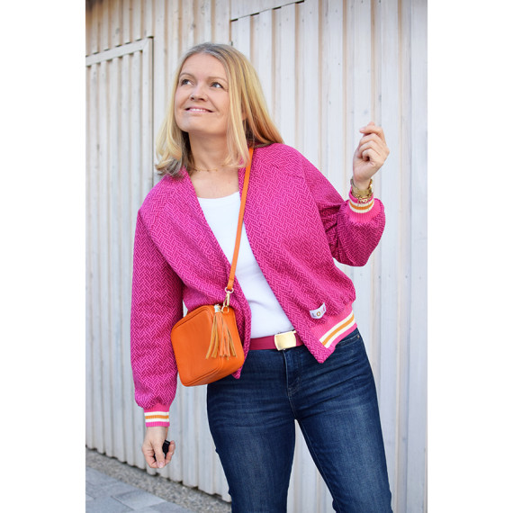 Bio-Elastic Minijacquard Jersey - 3D - Connect Knit - Evermore - Hamburger Liebe - Orange/Pink