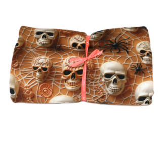 2m Zuschnitt -  French Terry - Spiders & Skulls - Rostorange
