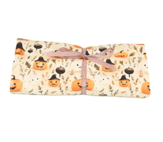 0,6m Zuschnitt - Sommersweat - Gespensterstunde - Kürbisse mit Hexenhüten - Creme - Bio-Qualität - abby and me