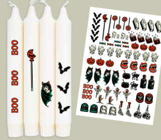 DIN A4 - Tattoofolie - Spooky Season - für Kerzen / Keramik - Halloween