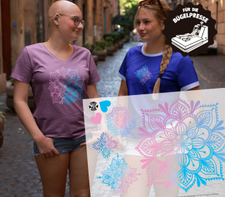 Onkel Bo's Bügelbilder - DIN A4 - Mandala - Farbverlauf - Rosa/Flieder/Blau - Hamburger Liebe - BIG