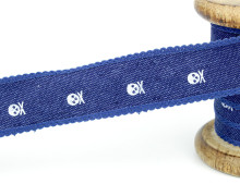 Dekoband - Jeans - Totenkopf - Dunkel.Bl./Mittel.Bl.