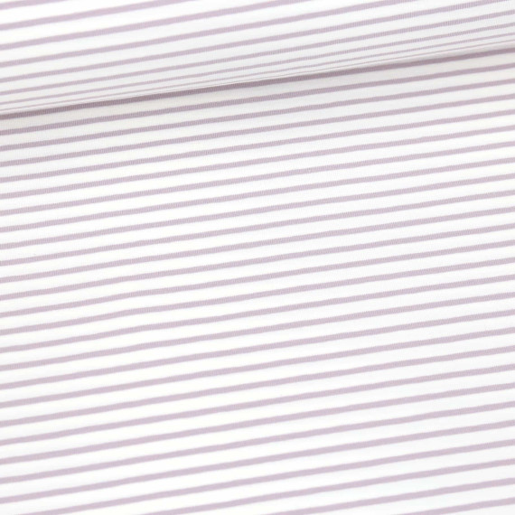 Jersey - Yarn Dyed Stripes - 3mm - Weiß/Altlila Hell