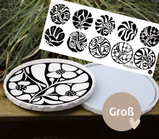Outdoorstoff - Schwarz/Weiß Botanik - Inlays für Silikon - Dekoteller - Tablett - Groß - Sanne Paul - abby and amy