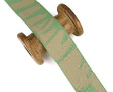 1 Meter Gurtband - 38mm - Fleckenmuster - Hellgrün/Beige