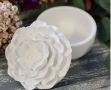 Silikon - Gießform - Zarte Kamelienblüte - Kerzenglas - Kerzengefäß mit Deckel - 3oz - offizieller Partner von Boowan Nicole - vielfältig nutzbar