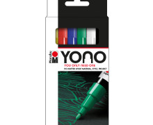 6 YONO Marker - Acrylmarker - Basic-Set - 0,5-1,5mm - Marabu - Gelb/Rot/Blau/Grün/Schwarz