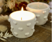 Silikon - Gießform - Herzblasen mit Strickoptik Kerzenglas - Kerzengefäß - 3,5oz - mit Manschette - offizieller Partner von Boowan Nicole - vielfältig nutzbar